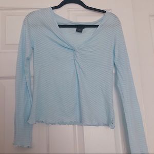 blue vneck top